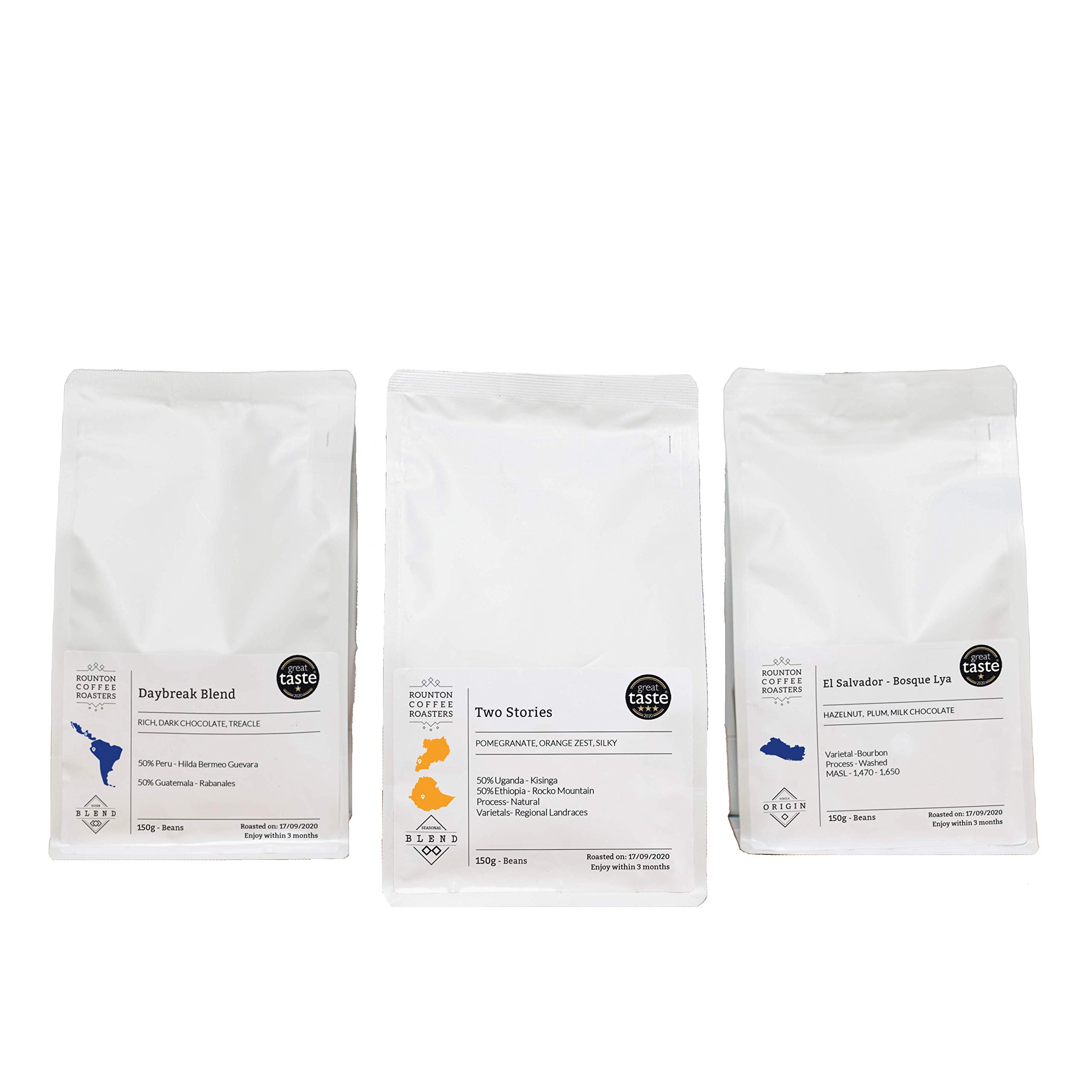 Rounton Coffee Roasters | COFFEE SELECTION GIFT SET | 3 x Great Taste Award Winning Coffees | Coffee Beans Gift Set | Fresh Roasted Coffee | Sample Gift Pack | Roasted in Yorkshire