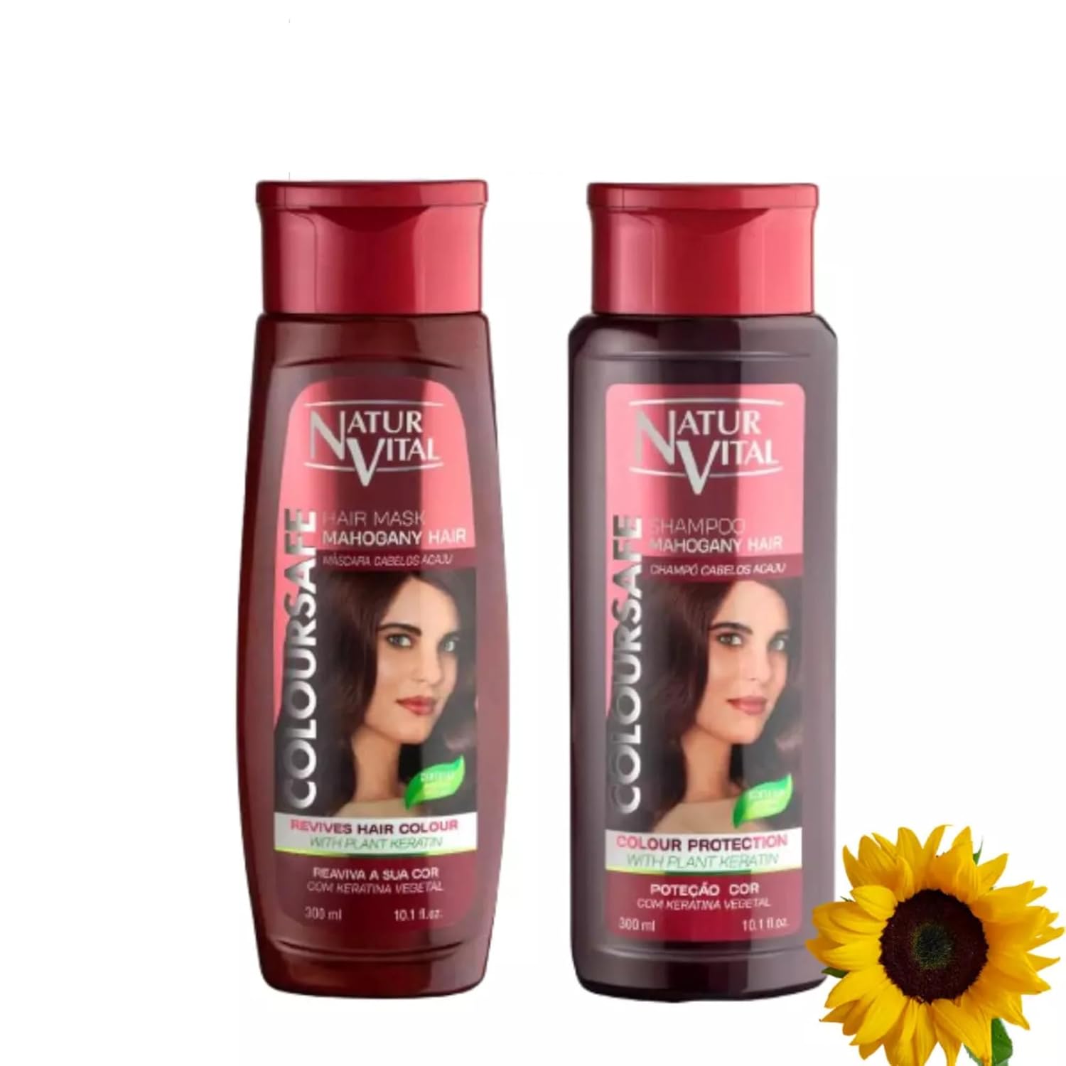 NVital ColourSafe Set - Shampoo & Mask Mahogany w/Keratin Plant - Colour Protection - Organic Ingredients - For Colour Treated Hair - UV Filter - Restructures & Protects