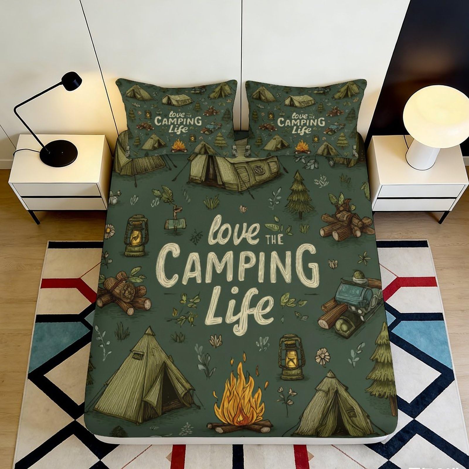 3D Printed Panther Design Microfiber Deep Pocket Fitted Sheet Bedroom Non-Slip Elastic Wrap Panther Mattress Fitted Cover Washable 140x200x25cm
