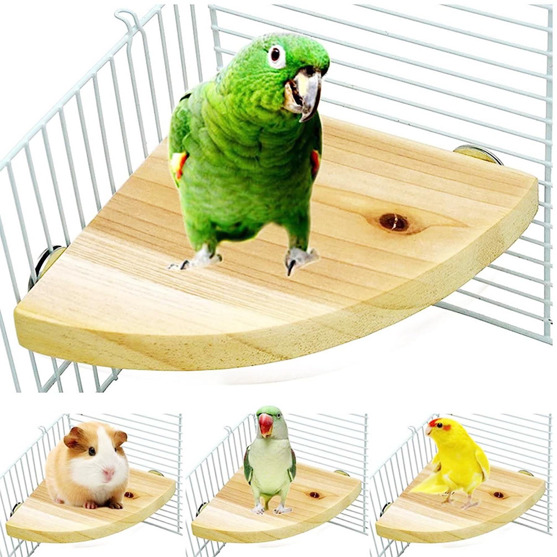 Allazone 5 PCS Natural Wood Stand Bird Perch Stand, Bird Parrot Perch Stand Set, Wooden Parrot Perch Stand Perch Platform Cage Accessories for Parrotlets Cockatiels Budgies Parakeets — view 6