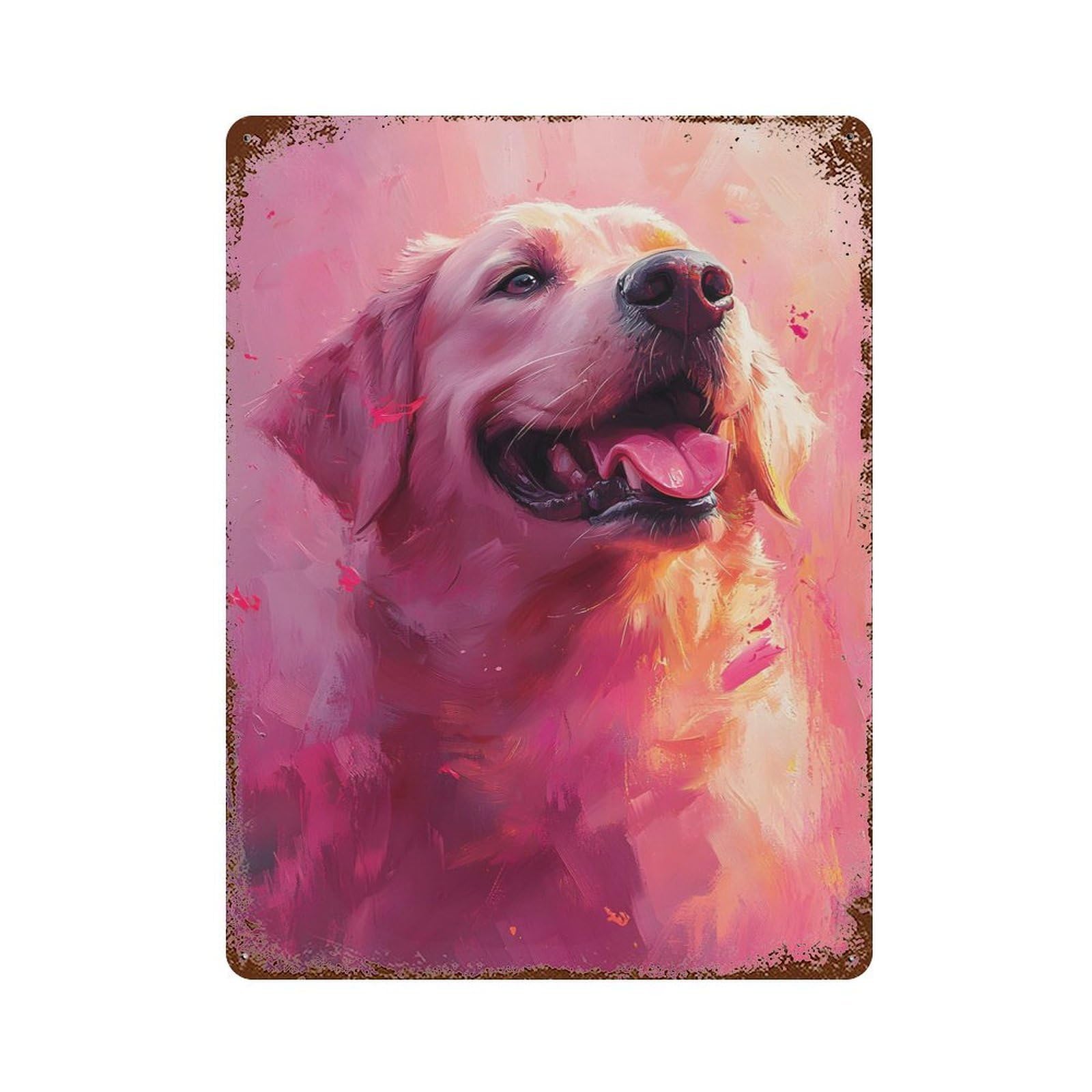 Golden Retriever Portrait Retro Metal Sign 15.7"x11.8", Farmhouse Wall Decor for Cafe, Home Bar And Lounge Decor