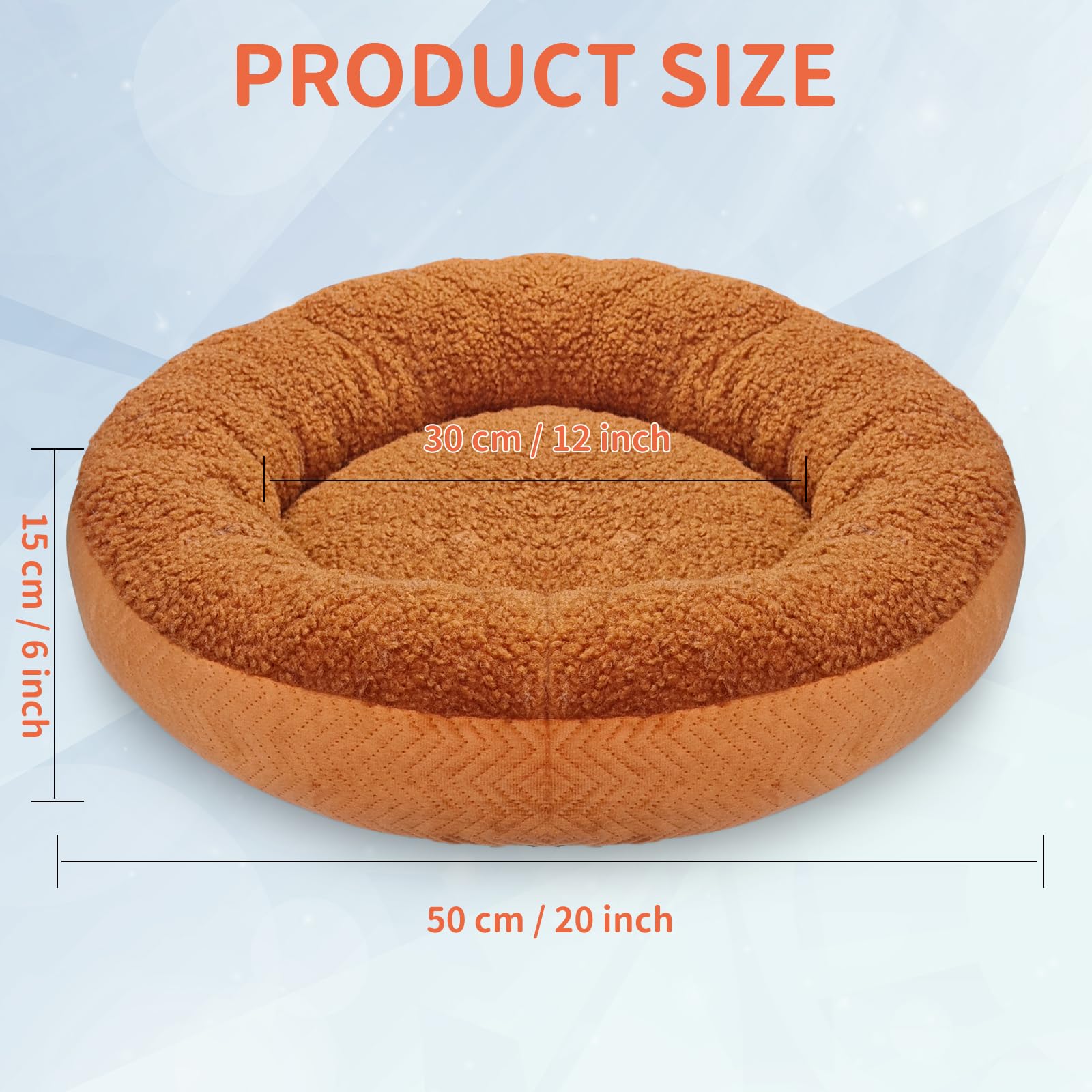 Lits chauffants pour chats d'intérieur - Super doux - Lavable en machine - 48,3 cm - Rond