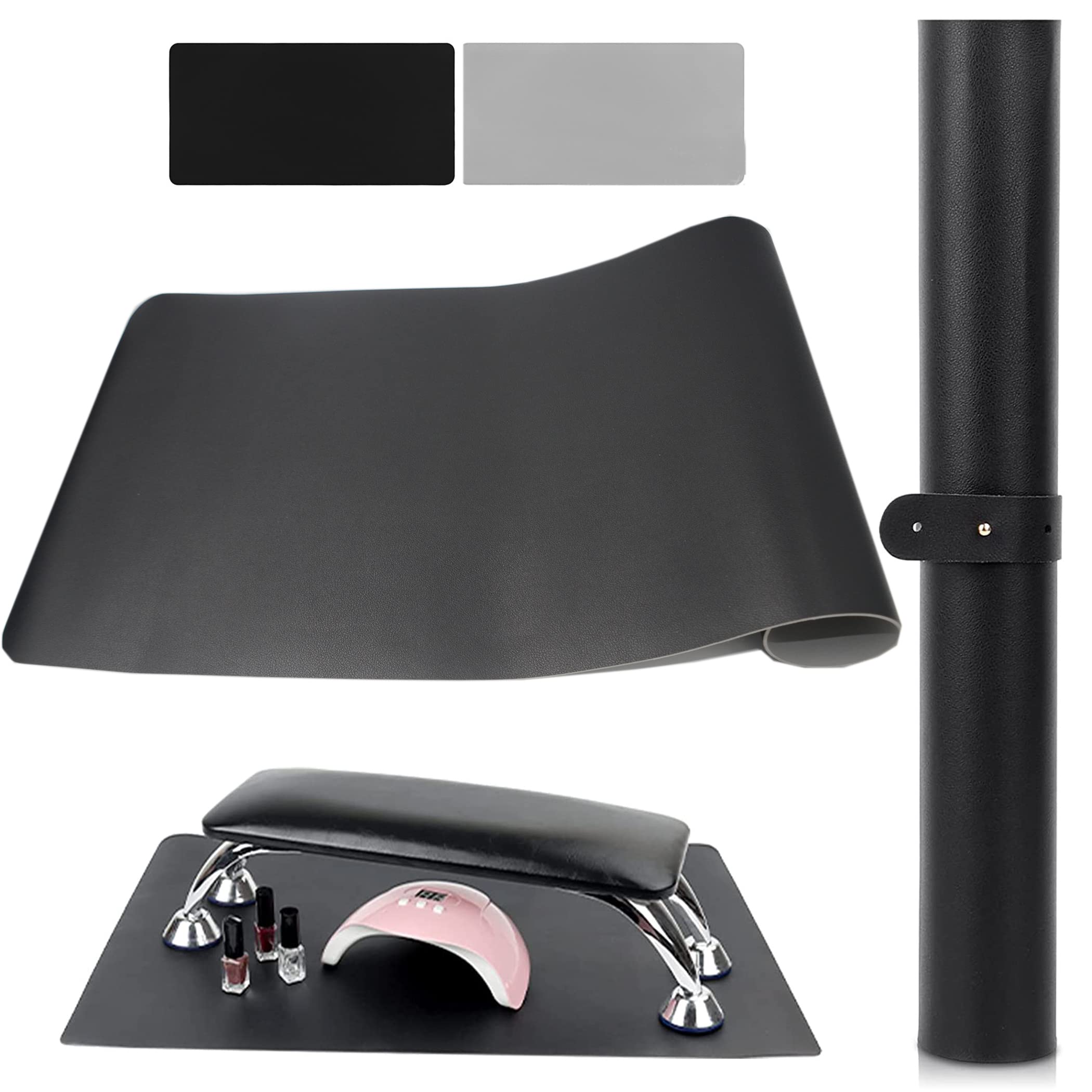 Tappetino Per Poggiamano per Unghie, AMOYUN 60x30cm Doppia Faccia Tappetino Aspiratore Unghie Professionale Pelle Morbida in Microfibra Tappetino per Tavolo Manicure Aspiratore Unghie