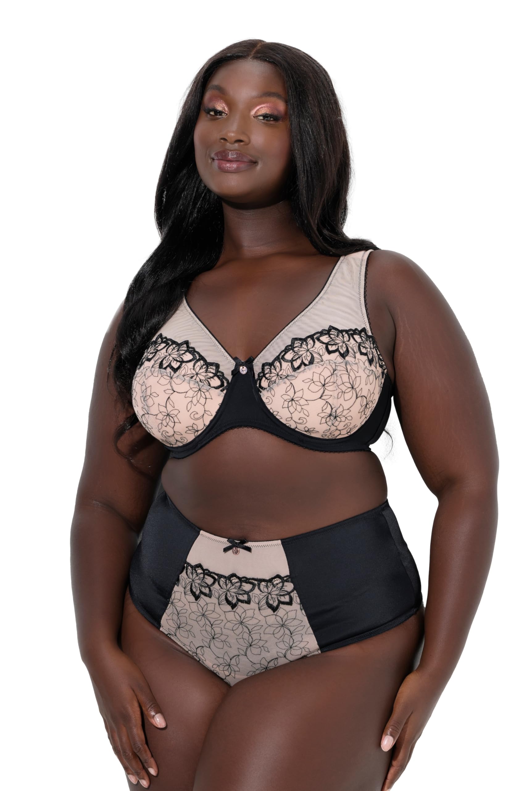 Ulla Popken Damen große Größen Übergrößen Plus Size Bügel-BH, Mesh, Stickerei, Softcups 844676