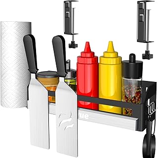Griddle Caddy for Blackstone Griddle Accessories, Space Saving Grill Accessories, BBQ Accessories Storage for Blackstone Griddles 28"/36" with a Magnetic Tool Holder & Paper Towel Holder & 4 J-Hooks