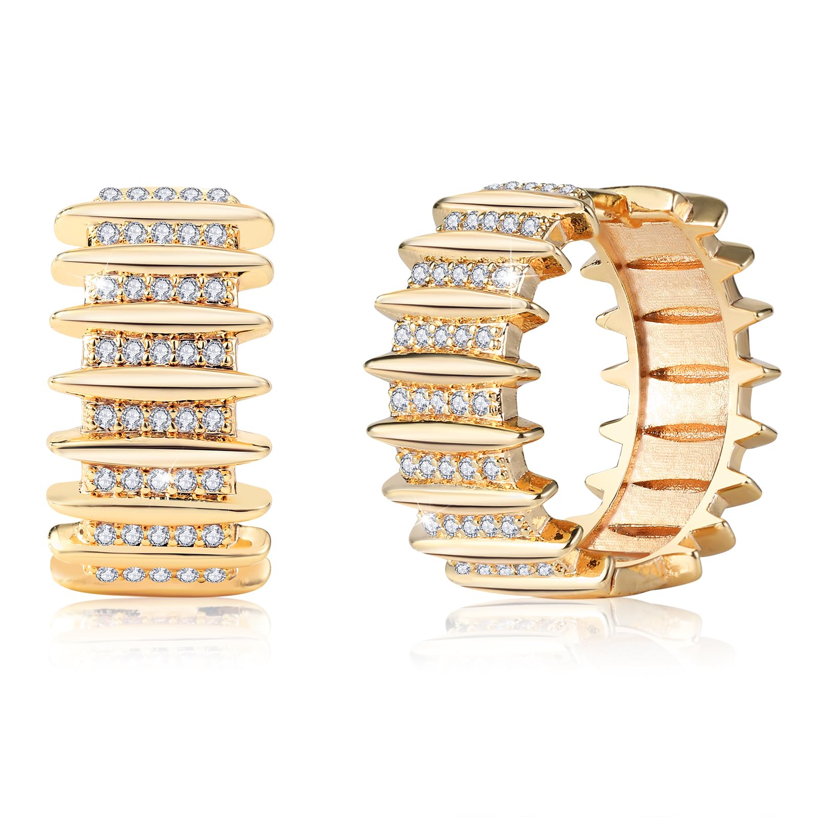 18K Gold Hoop Earrings for Women, Dainty Cubic Zirconia Hoop Earrings, Hypoallergenic, Anniversary Birthday Gifts for Women