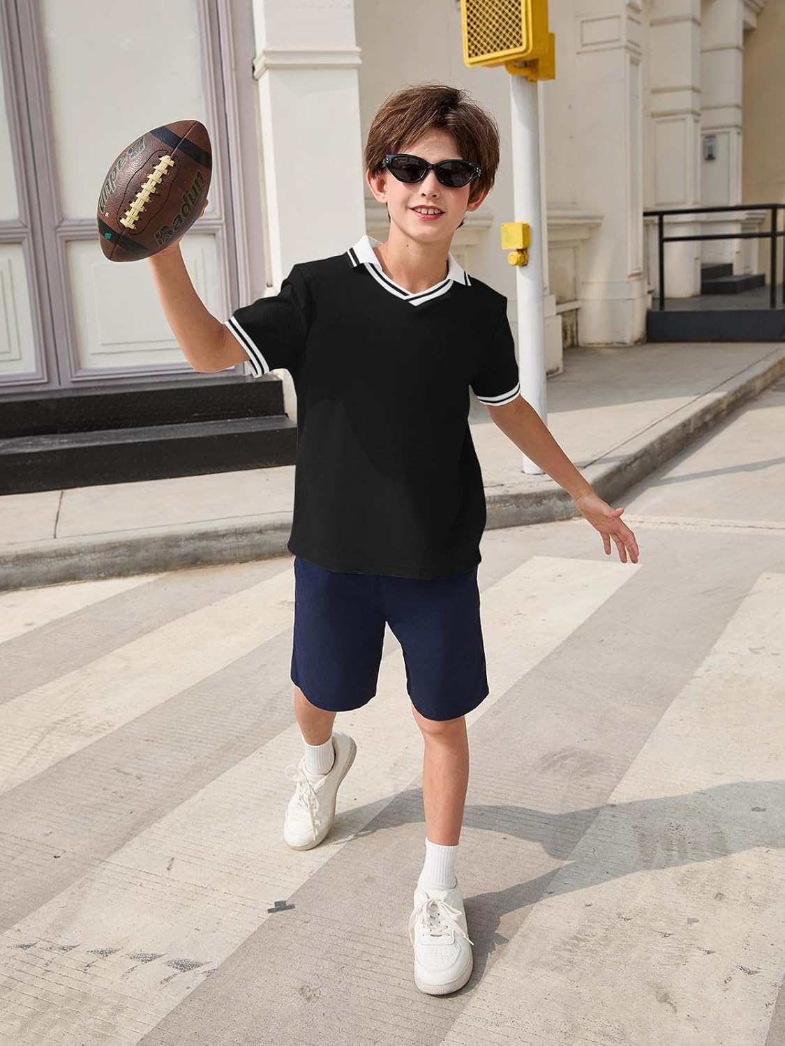 Haloumoning Boys Short Sleeve Pique Polo Shirts Kids Casual V Neck Color Block Uniform Golf Shirt 5-14 Years - Image 4