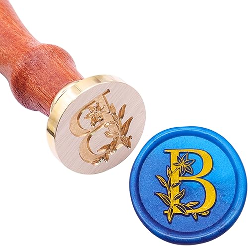 Miniatura 2 de SWANGSA Kit de sello de cera del alfabeto B, elegante sello de sellado de letras florales botánicas con 200 cuentas de cera de sellado (B)