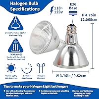 Vista 2 de Pangea Lámpara de calor halógena de 75 W para reptiles, luz UVA e infrarroja para tortugas, tortugas, dragones barbudos, accesorios de terrario