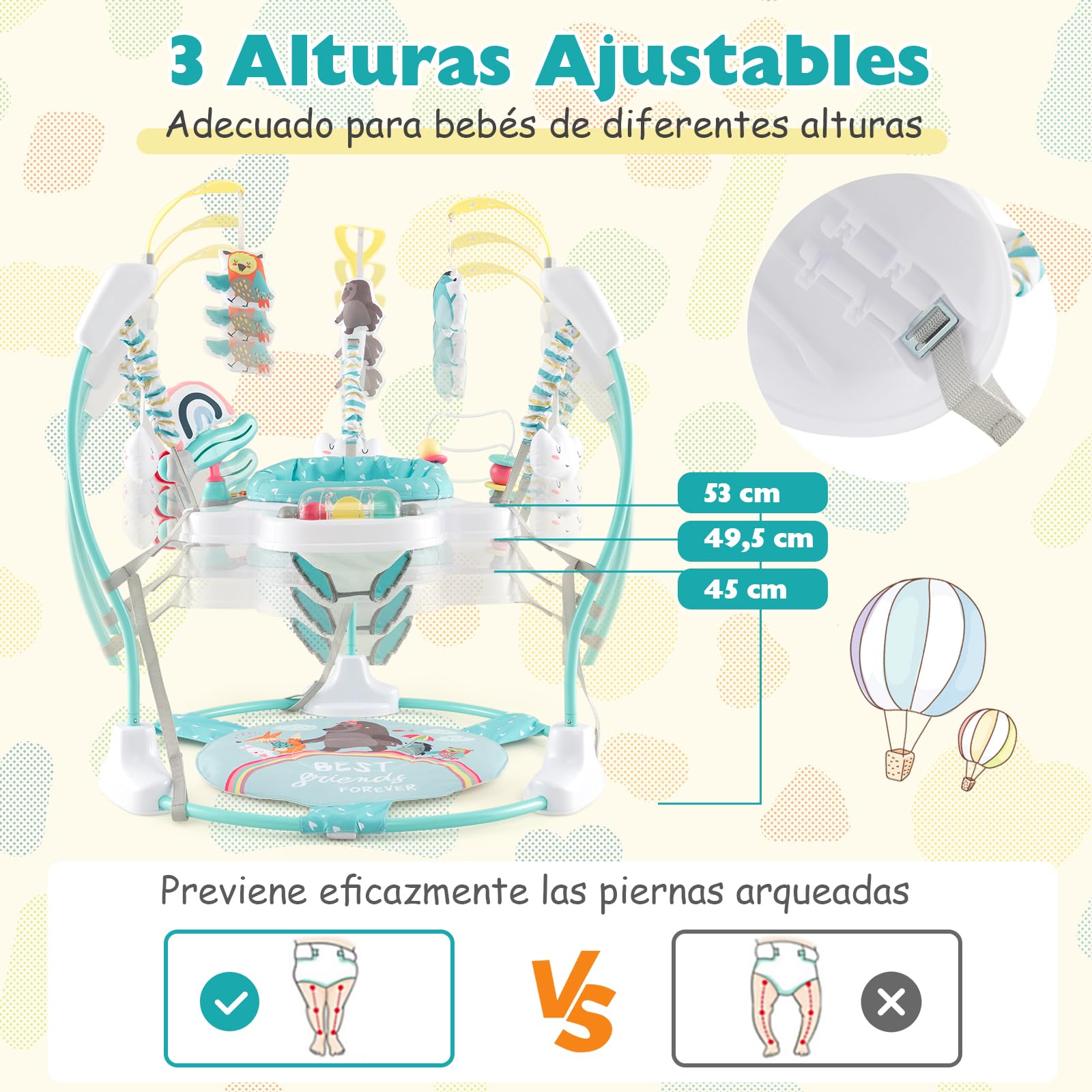 GOPLUS Centro de Actividades para Bebé, Saltador Bebe Zoo con Asiento Giratorio 360°, Altura Ajustable y 9 Juguetes Interactivos, Andador con Luces y Música, para Bebés 6 Meses+ (Azul)