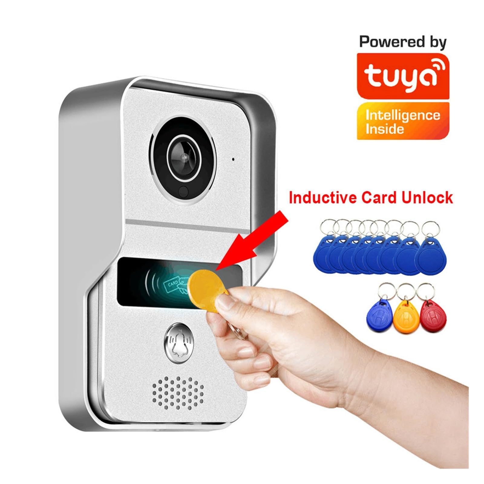 Aplikacja Tuya inteligentny POE IP wideodomofon WIFI wideodomofon dzwonek do drzwi WIFI dzwonek do drzwi kamera Alarm bezprzewodowa kamera ochrony 1080P (Color : W02)