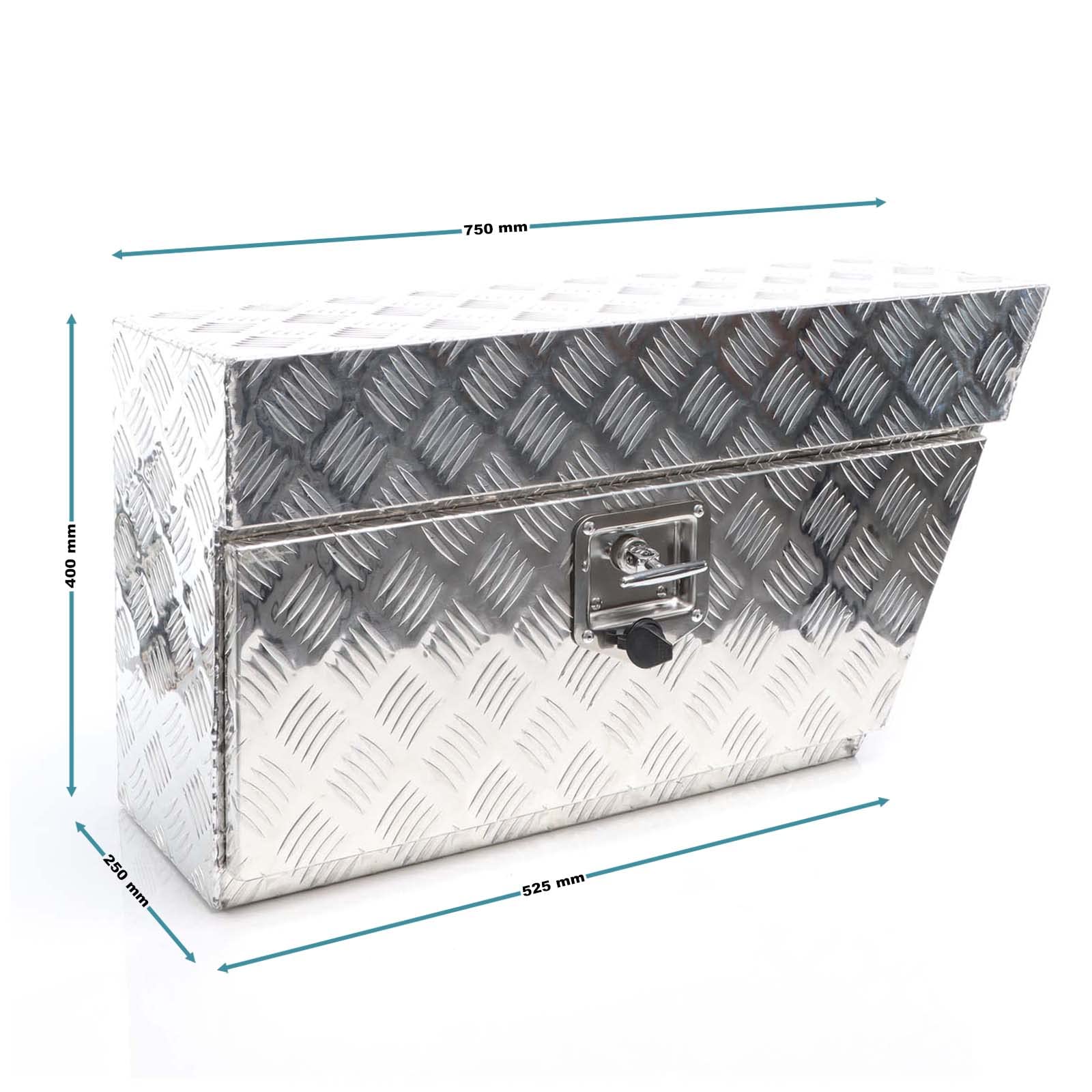XPOtool Alu Unterbaubox rechts 75x25x40cm / 6 kg bis 60 L / 40 kg vollgeschweißt robust für Pkw, Anhänger, Lkw Nutzfahrzeuge, robuste Staubox und Werkzeugkiste - Unterflurbox Deichselbox Staukasten