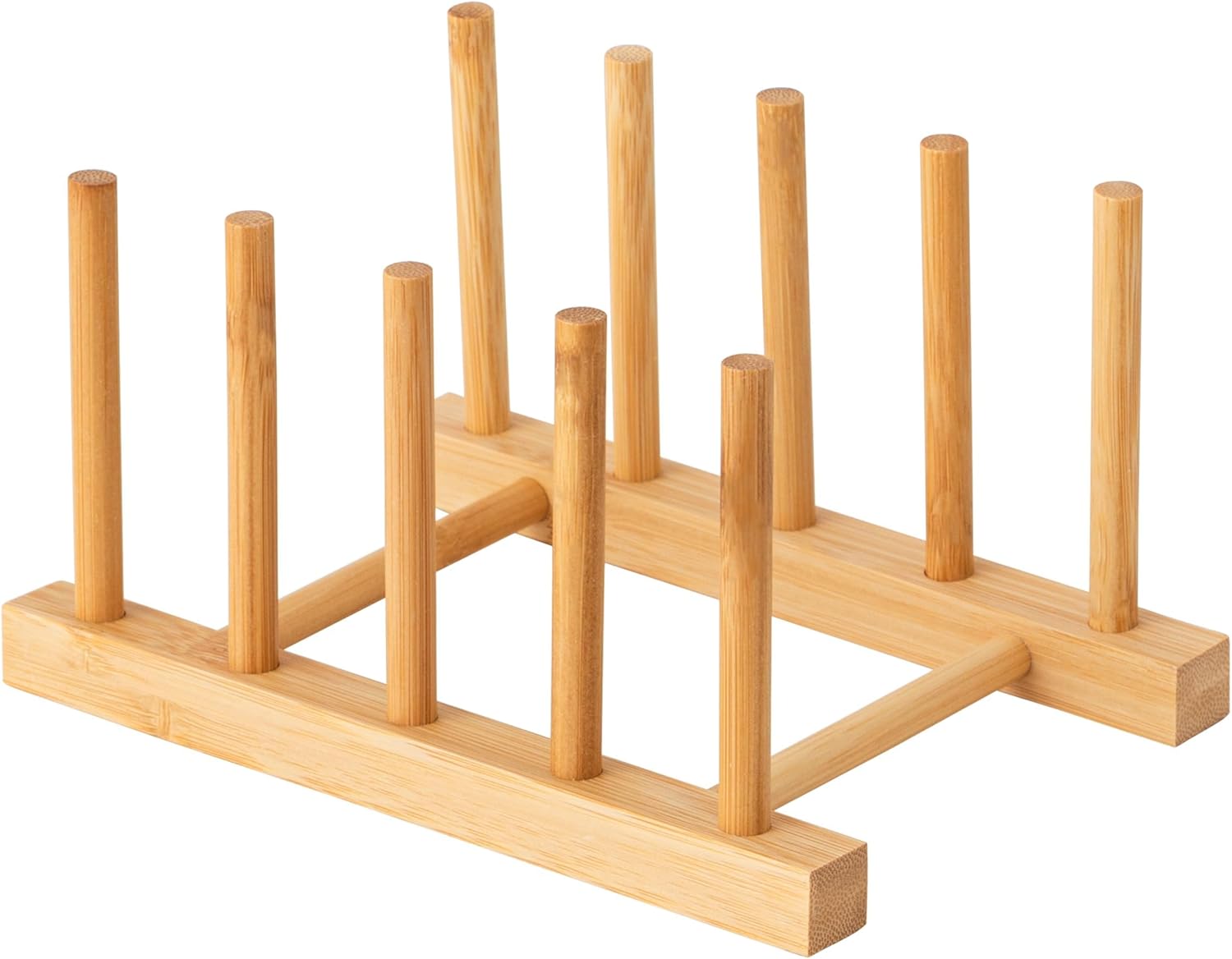 HBlife Bamboo Dish Plate Bowl Cup Book Pot Lid Cutting Board Drying Rack Stand Drainer Storage Holder Organizer Kitchen Cabinet(Keep Dry)