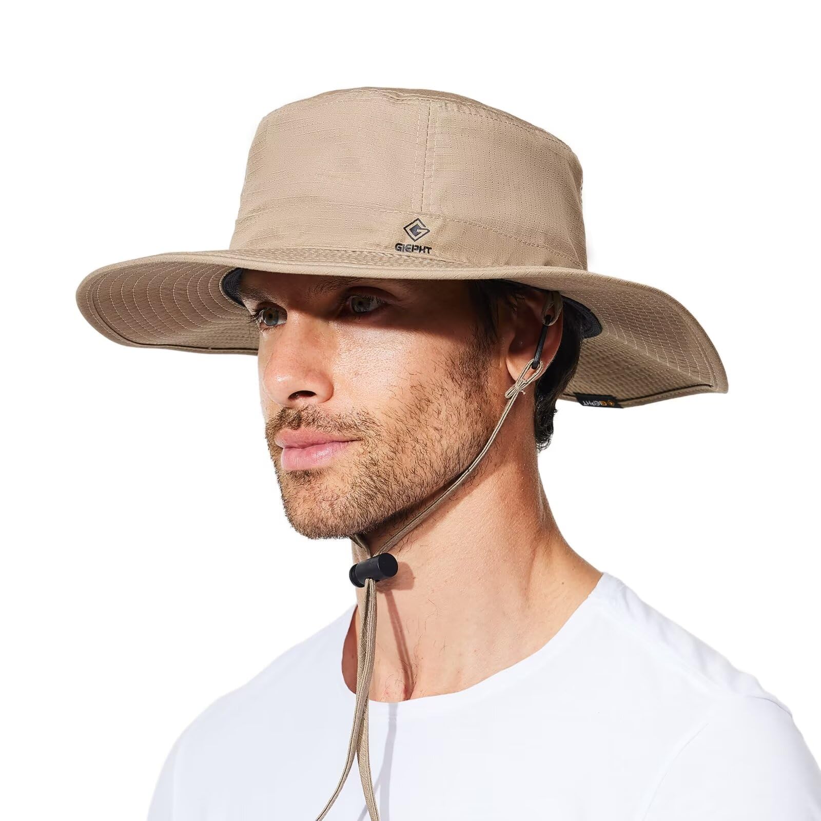 G GIEPHT Fishing Hat for Mens Sun Hat Wide Brim Bucket Hat SPF UV Protection XL XXL Large Size Big Head Hiking Beach Safari, Khaki （suitable:60cm-61cm）, XL-XXL