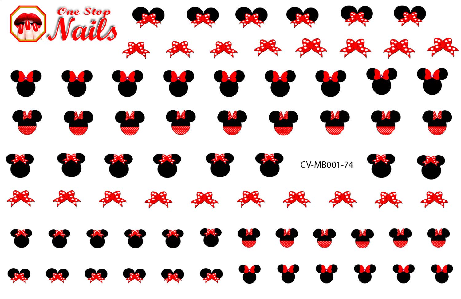 Minnie Bow Clear Vinyl Peel and Stick Nail Decals (NOT Waterslide) by One Stop Nails V1A.