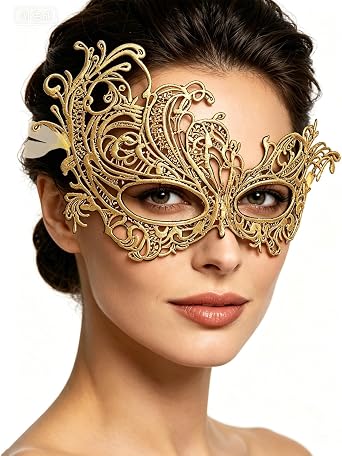 FunMular Masquerade Mask for Women Lace Masks Venetian Masquerade Party Costume Party Halloween Carnival Fit for Adults, Soft