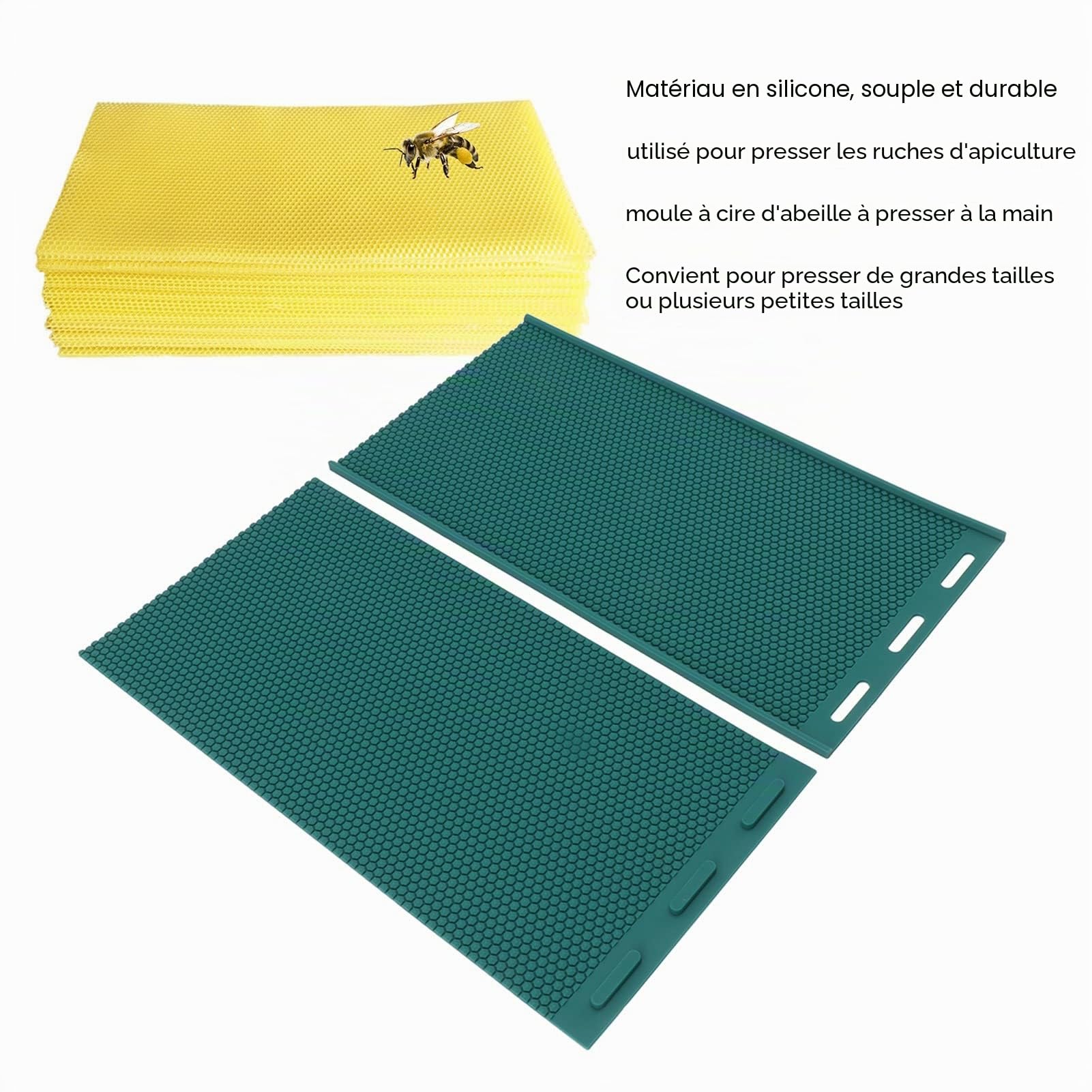 Asixxsix Moule en Cire d'abeille en Silicone, Moule de Presse Flexible en Cire d'abeille Feuilles de nid d'abeilles Faisant Le Moule Feuilles de Cire d'abeille Moule Fournitures apicoles
