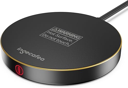 Calentador de taza de café para escritorio con apagado automático calentador de taza de café con 4 ajustes de temperatura, calentamiento rápido de