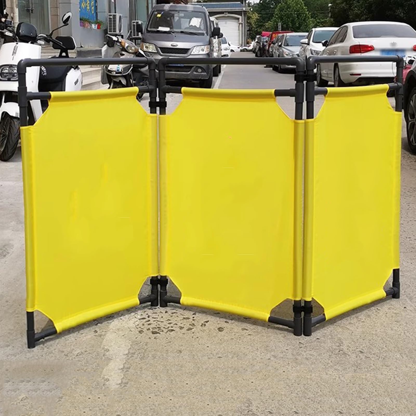 YJEUZCD Retractable Traffic Barricade?Removable Outdoor Driveway Fence Panels, Folding Industrial Garage Elevator PVC Frame Barricad, 39.3in High Traffic Fence(7pcs)