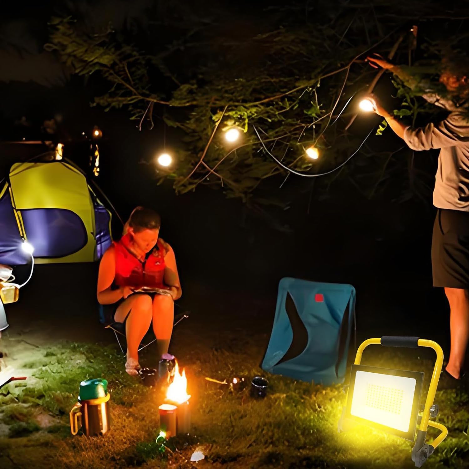 Reflektor budowlany LED, 2 sztuki, 100 W, zimna biel, reflektor LED, lampa robocza z wtyczką i antypoślizgowym stojakiem, wodoszczelny IP66, reflektor budowlany do warsztatu, na placu budowy
