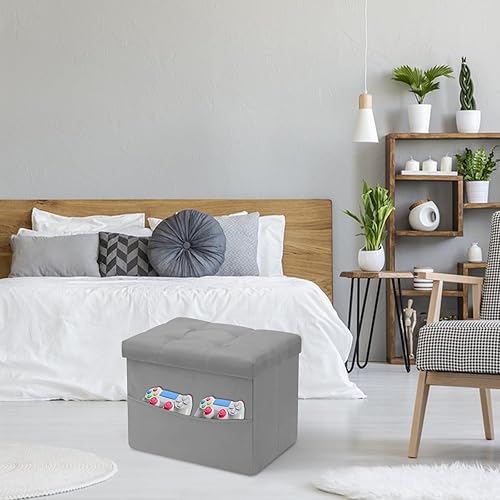 Miniatura 7 de VewePata Otomana plegable de almacenamiento, otomana de terciopelo con almacenamiento para sala de estar, dormitorio o dormitorio, taburete de