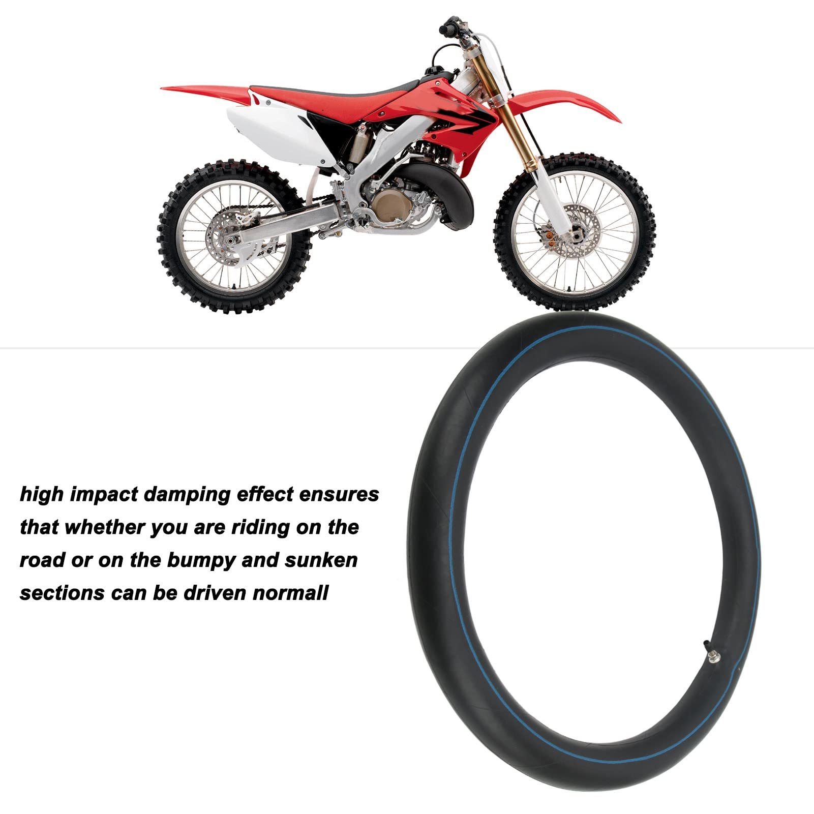 Rippin Moto 60/100-14 (2.50/2.75-14) Heavy Duty 14" Motorcycle Inner Tube - Premium 3mm Thick 100% Natural Rubber - Rugged TR4 Valve - Fits Most 14" Pit Bike Tires (2.50/2.75x14