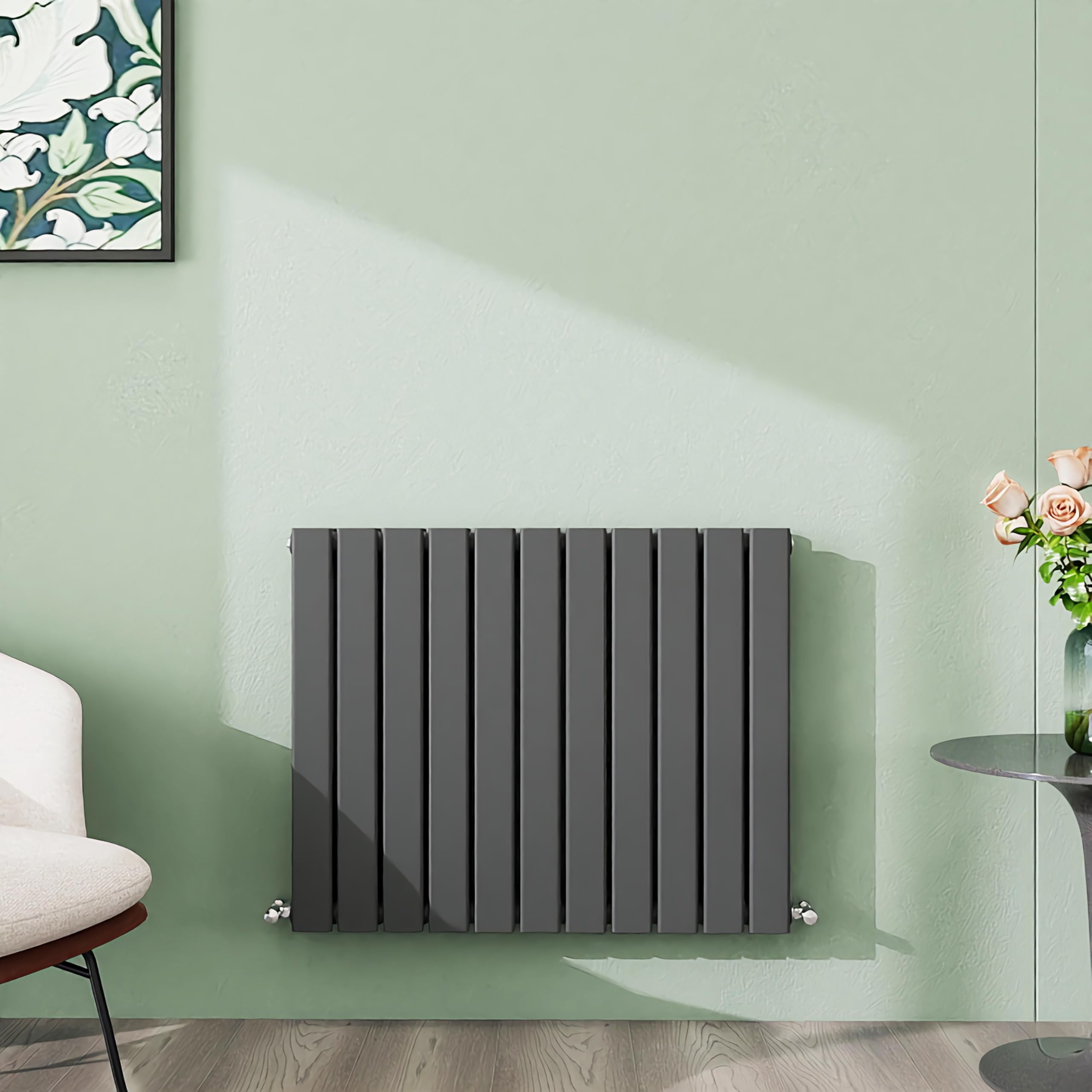 Simple Bathroom 600×748mm Anthracite Horizontal Designer Radiator Double Panel Modern Central Heating Flat Panel Radiators