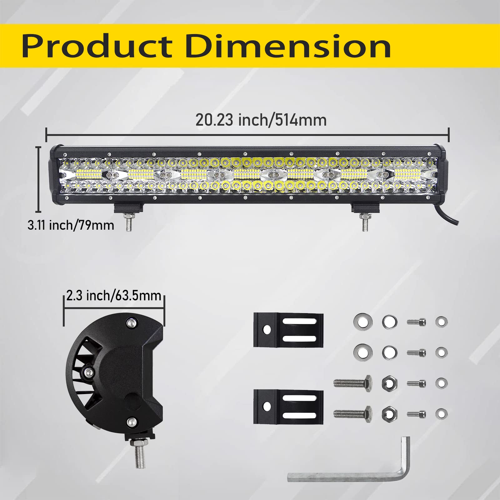PICAA Led-lichtstrip, 20 inch, 51 cm, 510 W, 9D, 12 V, led