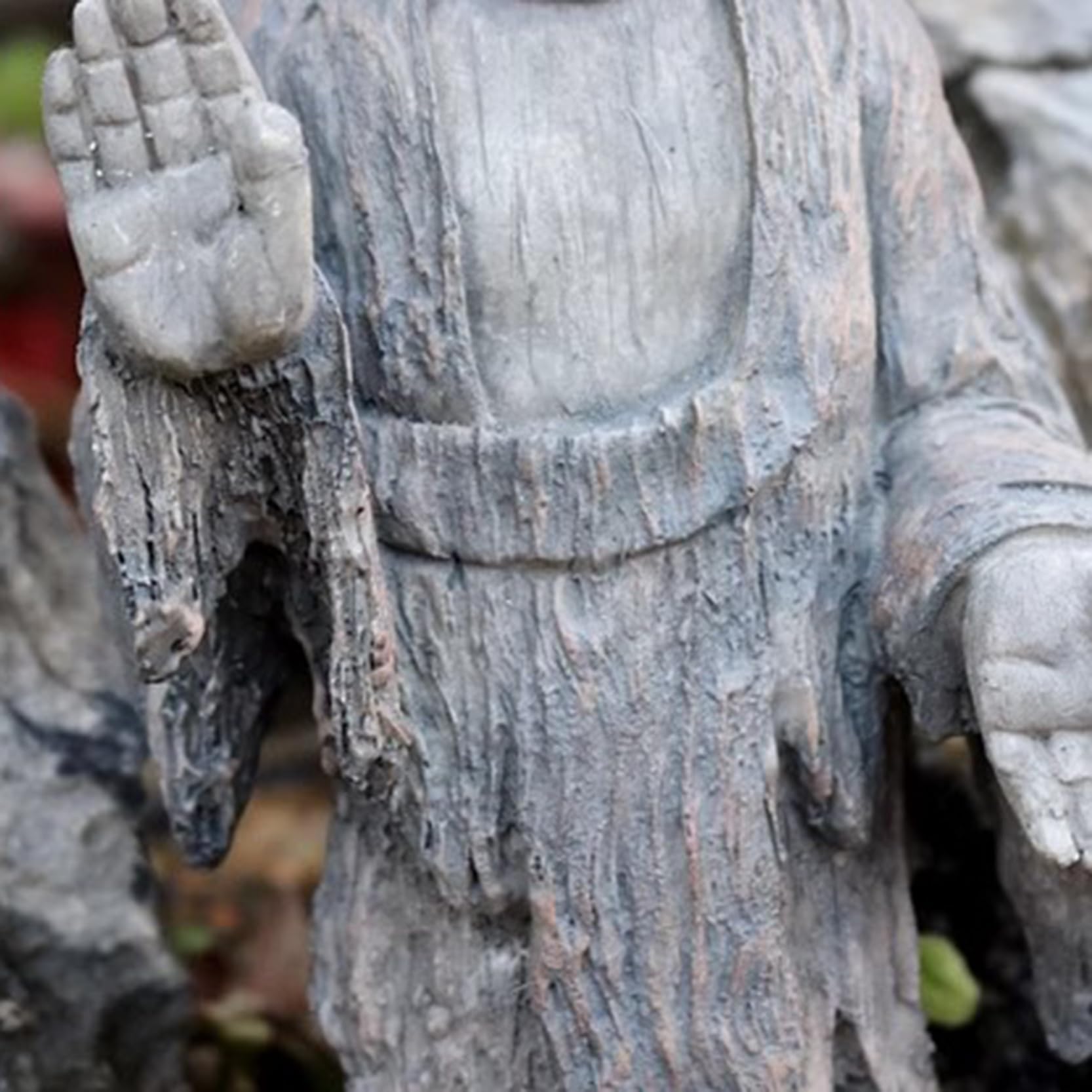 Statua di Buddha da Giardino, Scultura Zen, Decorazione per Interni ed Esterni, Statua di Buddha in Resina retrò (L) 12 x (A) 24 cm, per casa, Patio, Cortile, laghetto.,A