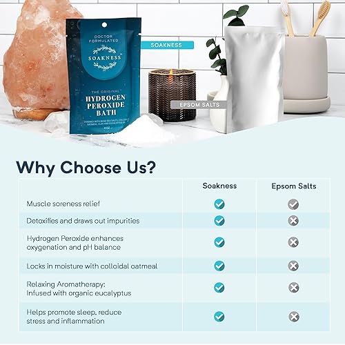Miniatura 4 de Sales de baño de sal de Epsom con peróxido de hidrógeno, fabricado en Estados Unidos, sales de baño patentadas, recuperación muscular y