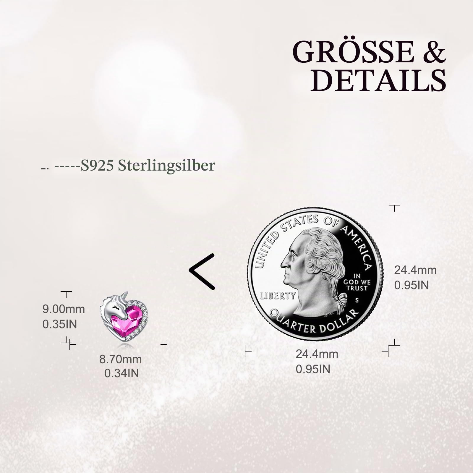 VONALA Einhorn Ohrringe Mädchen 925 Sterling Silber Kristall Herz Ohrstecker Schmuck Geschenke für Damen Kinder