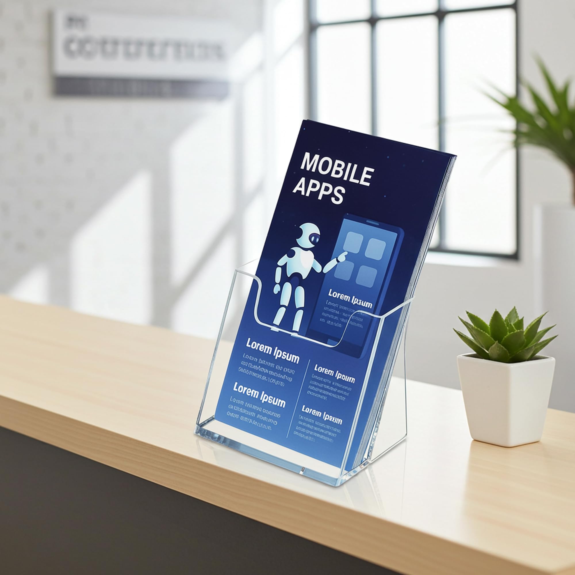 10 Stück Prospektständer DIN lang Hochformat/Prospekthalter Flyer-Ständer Werbung Aufsteller Tisch-Prospektständer/Prospektbox/Werbung, glasklar