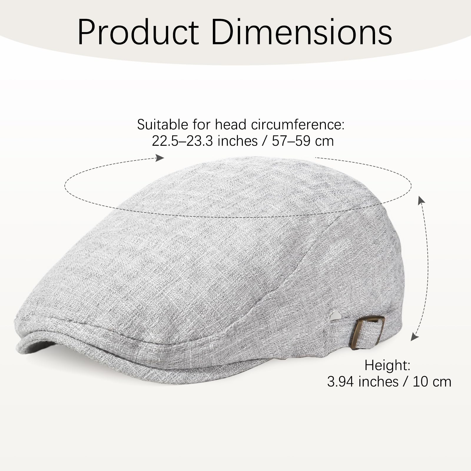 Schiebermütze Herren Sommer Leinen, Flatcap Herren Atmungsaktiv und Leicht, schlägermütze mit Sonnenschutz, Barett Cap für Freizeit, Reisen, Autofahren und Alltag, Hellgrau
