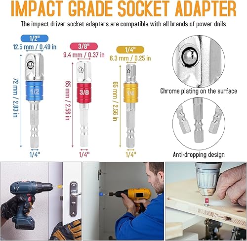 Miniatura 2 de Juego de extensión de broca flexible, 19 herramientas, vástago hexagonal de 105 , accesorio de broca de ángulo recto, flexible, 3 piezas 14 38 12