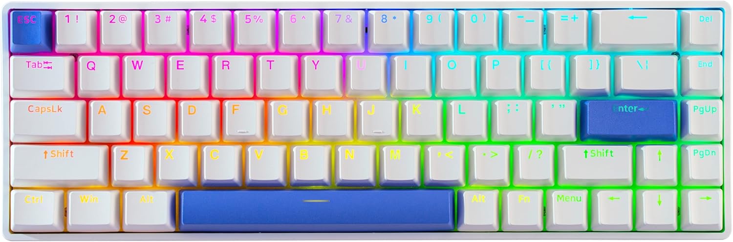 DrunkDeer G65 Rapid Trigger Mechanical Keyboard Magnetic Switch Gaming PBT Keycap Wired 65% Size RGB TKL Compact Anti-Ghost White White-OEM-PBT-White Peri
