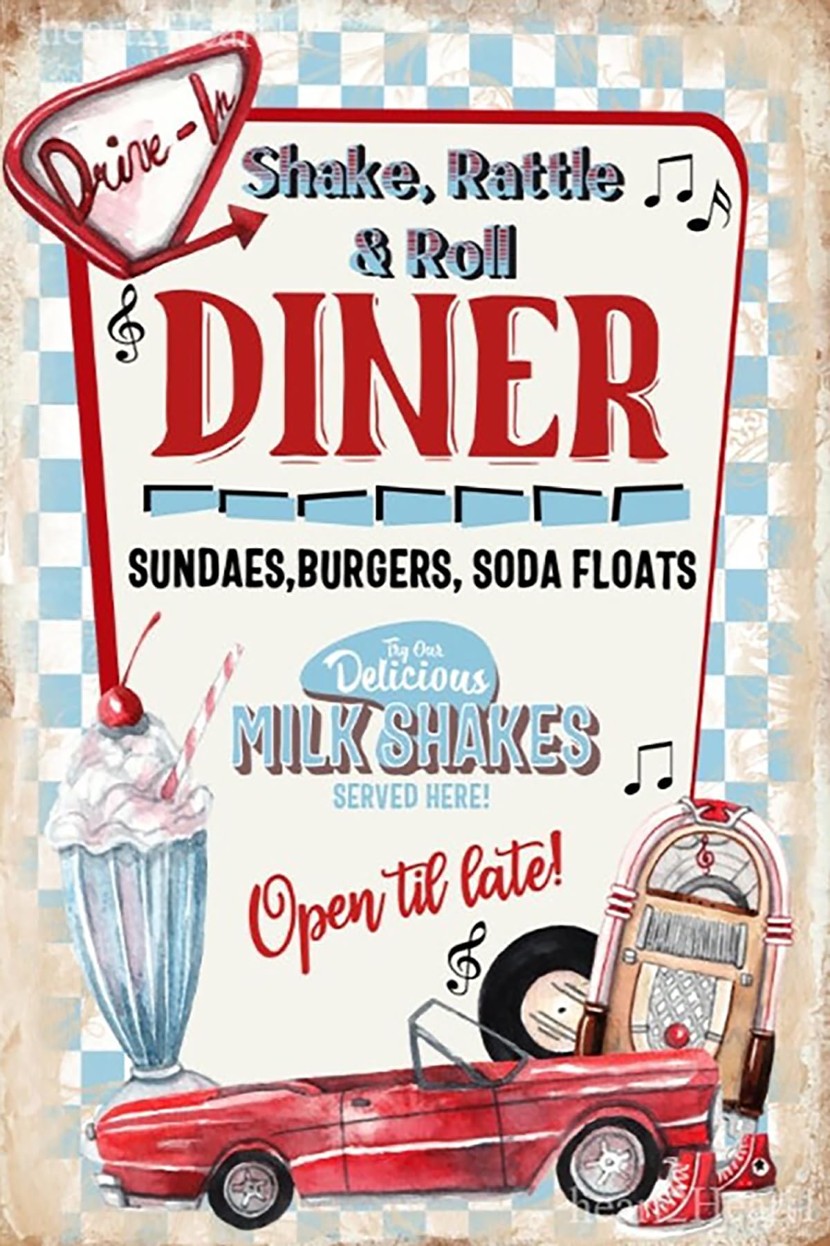 Kwqdozf Tinsign6 8X12 Inch Retro American Diner Vintage Sign For Home Living Room Bedroom Gi