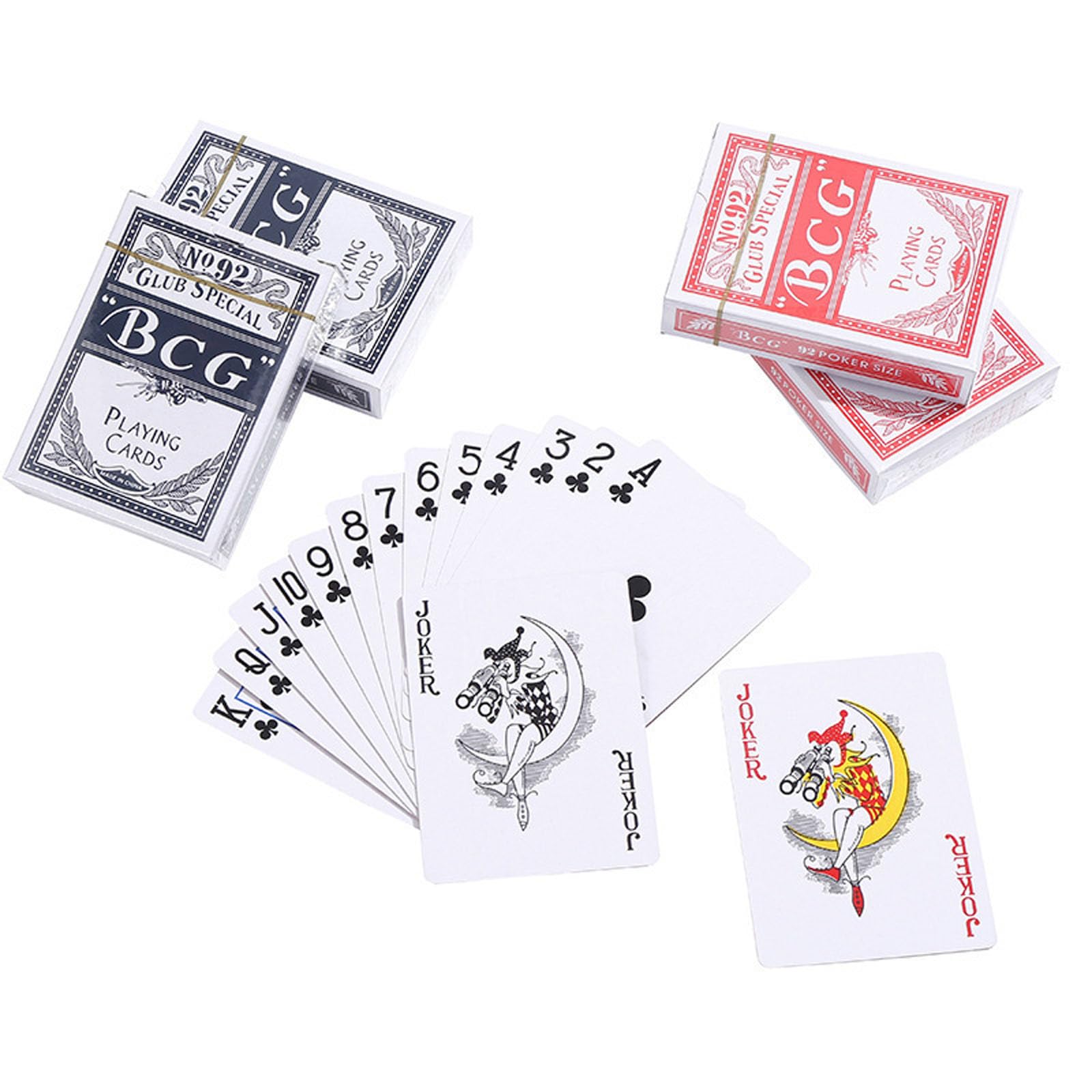 4 Pack Set Playing Cards, Plastic Coated Playing Card, Vibrant Red & Blue Decks, Ideal for Play Fish Poker