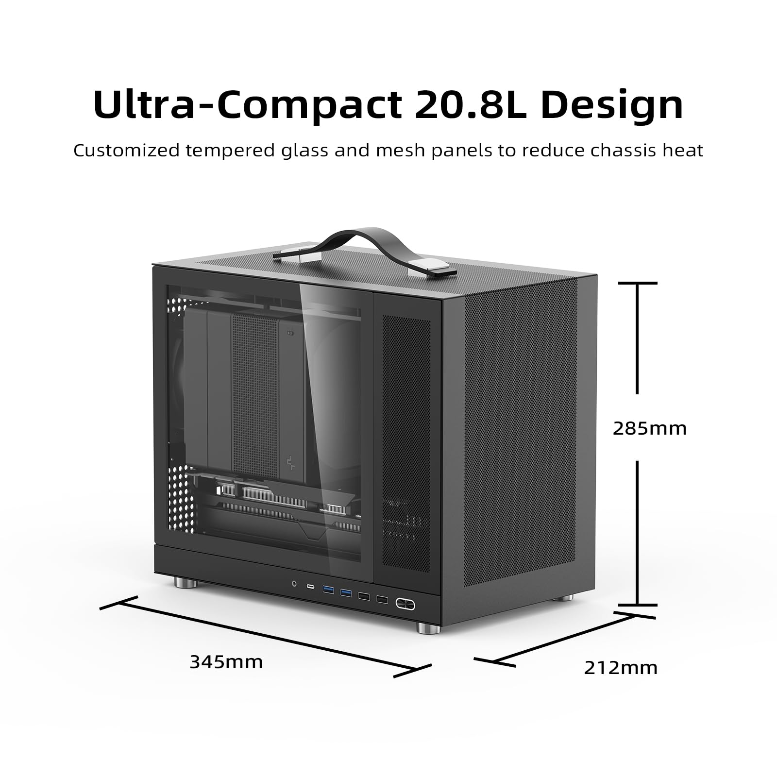 Shiny Snake G350 20,8 l Mircro-ATX obudowa siatkowa ze szkłem hartowanym, matowa powłoka i konstrukcja przeciwpyłowa | Back-Connect gotowe do BTF | chłodziarka 165 mm i procesor graficzny 340 mm |