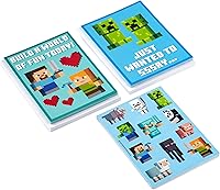 Vista 3 de Hallmark Minecraft Valentines Day Cards and Stickers for Kids School (24 Classroom Valentines with Envelopes)