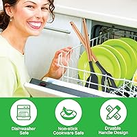 Vista 4 de Juego de 2 espátulas de silicona ranuradas, espátula de silicona con mango de madera, espátula de cocina resistente al calor antiadherente