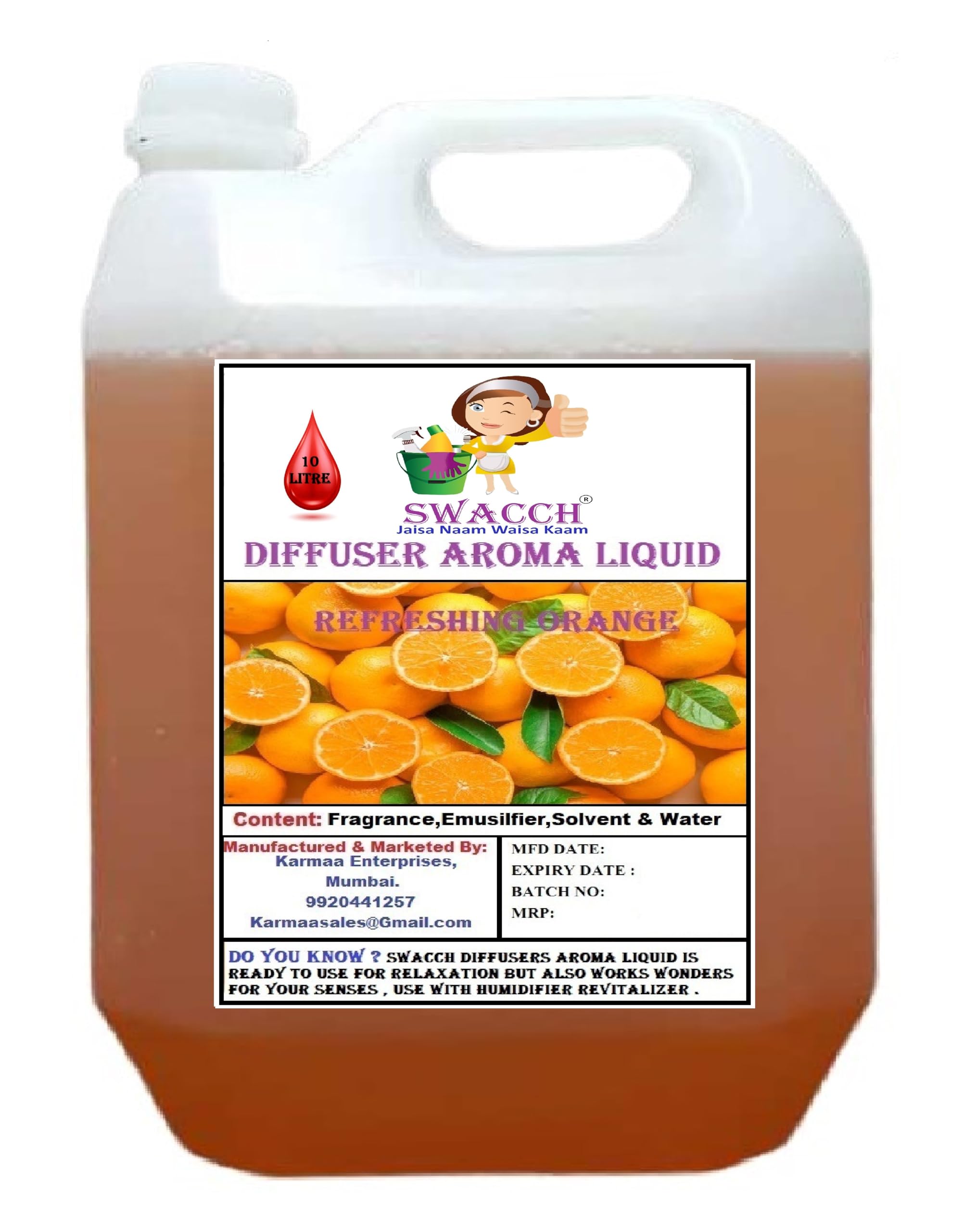 Diffuser Aroma Liquid Orange Ready to use 10 Litre I Home Fragrance I Best For Aromatherapy I Helps in Meditation I Used In Diffusers I Water Based-image-17