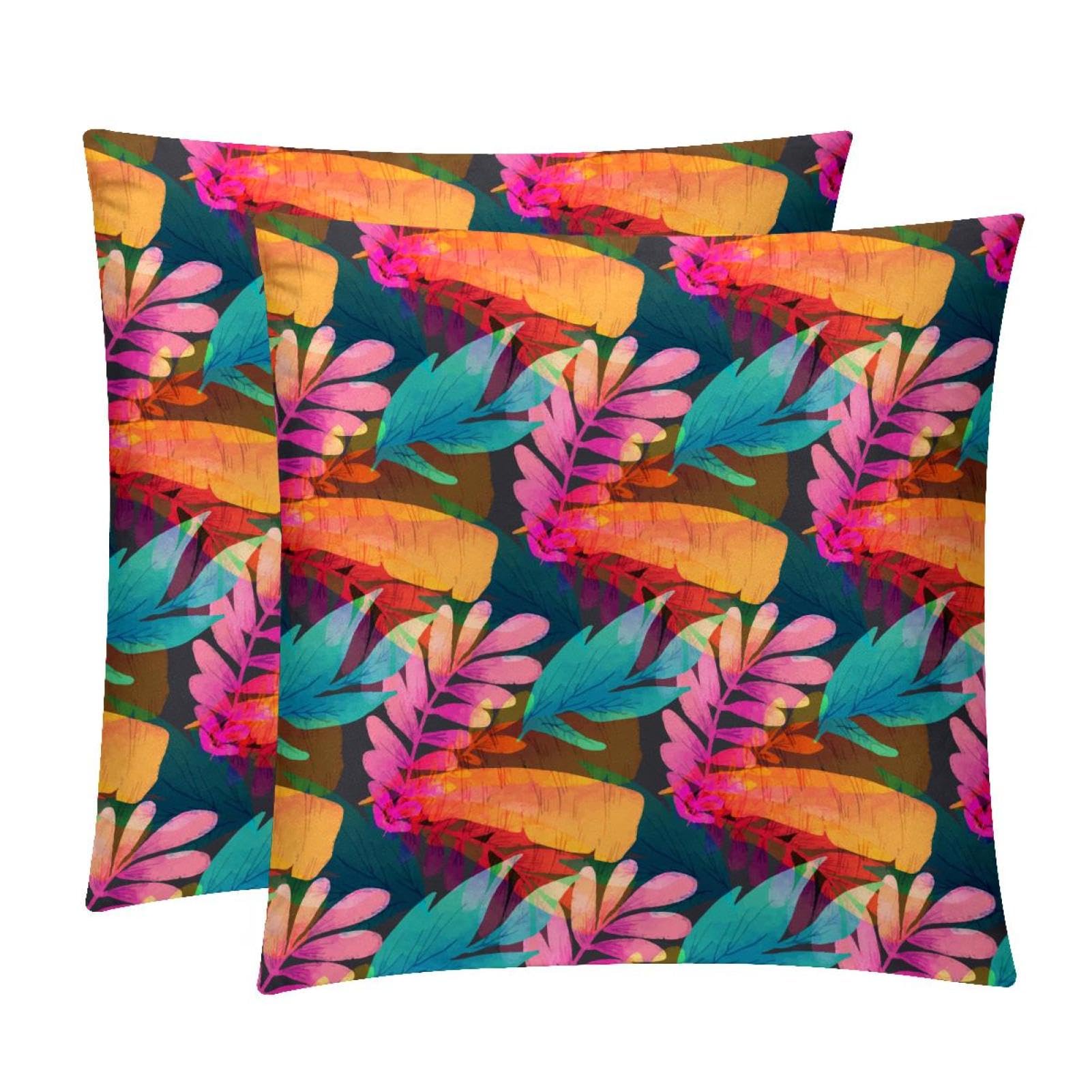 TDGKPZ Tropical Leaf Throw Pillow Covers 2 Pack Cushion Cases Decorative Pillow Cases Home Decor 40x40cm