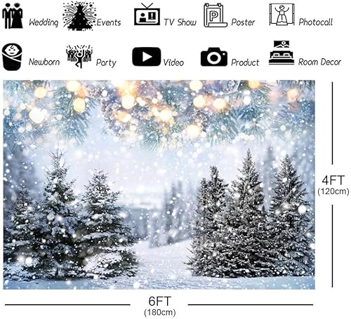 Miniatura 10 de Lofaris Fondo de fotografía de copos de nieve de bosque blanco para niños, recién nacidos, baby shower, decoración de fiesta de cumpleaños,