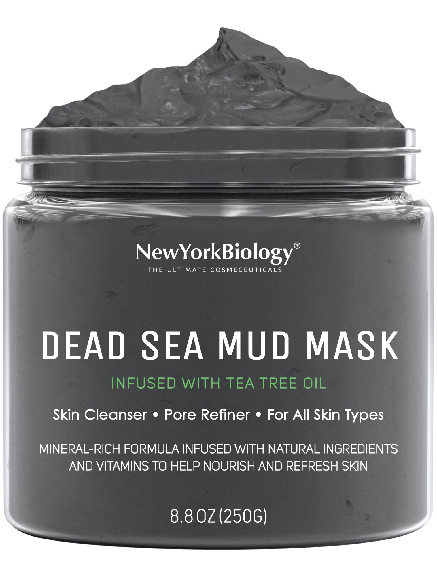 New York Biology Dead Sea Mud Mask for Face and Body | with Tea Tree | Spa Quality Pore Refiner for Oily Skin | Natural Skincare for Women & Men | Tighten Skin for A Healthier Complexion | 8.8 oz