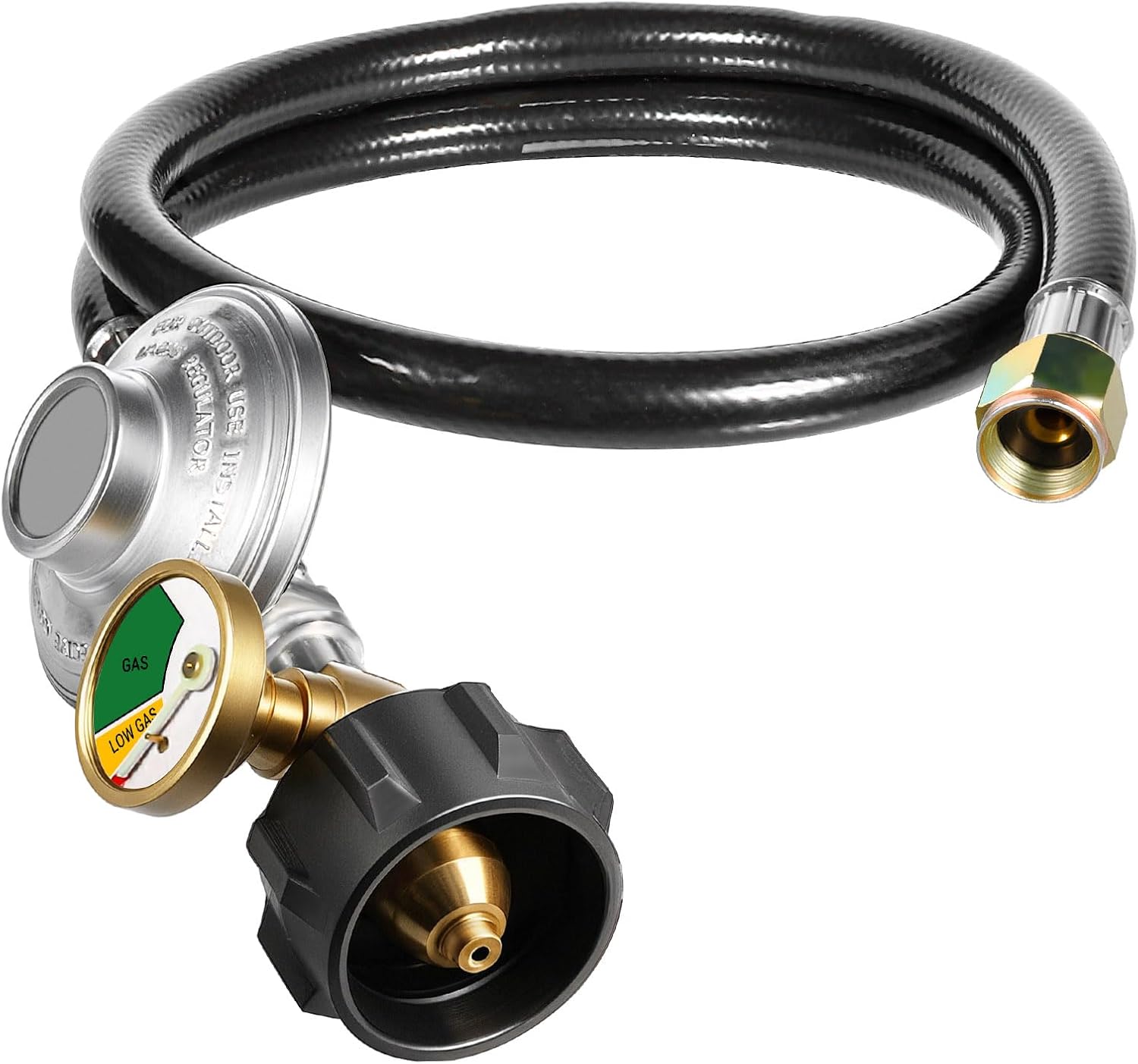 DPB 3Ft Propane Regulator Hose with Gauge: Best for Backyard Grills, Fire Pits & Heaters