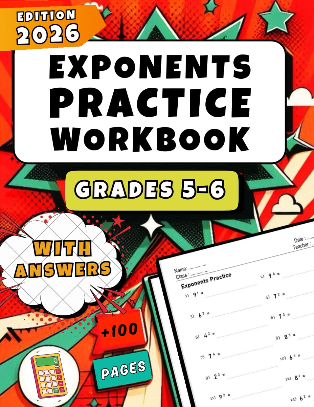 Exponents Practice Workbook for Grades 5-6: Over 1,200 Practice Problems with Full Answer Key