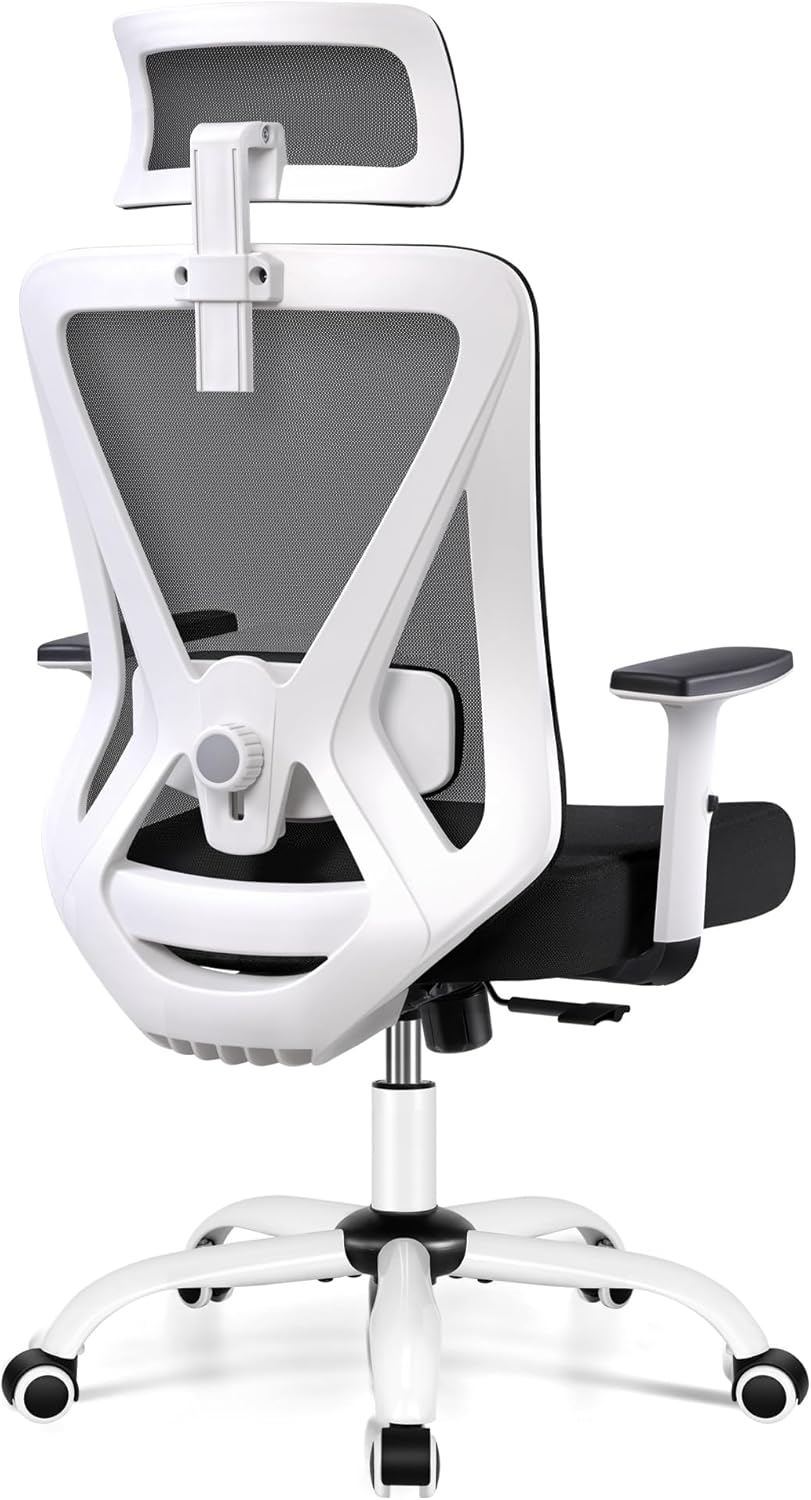 Product image of KERDOM Chaise de Bureau Ergonomique, Fauteuil de Bureau avec Support Lombaire réglable et accoudoir,Fauteuil Bureau en Maille, pour Le Bureau à Domicile Blanc