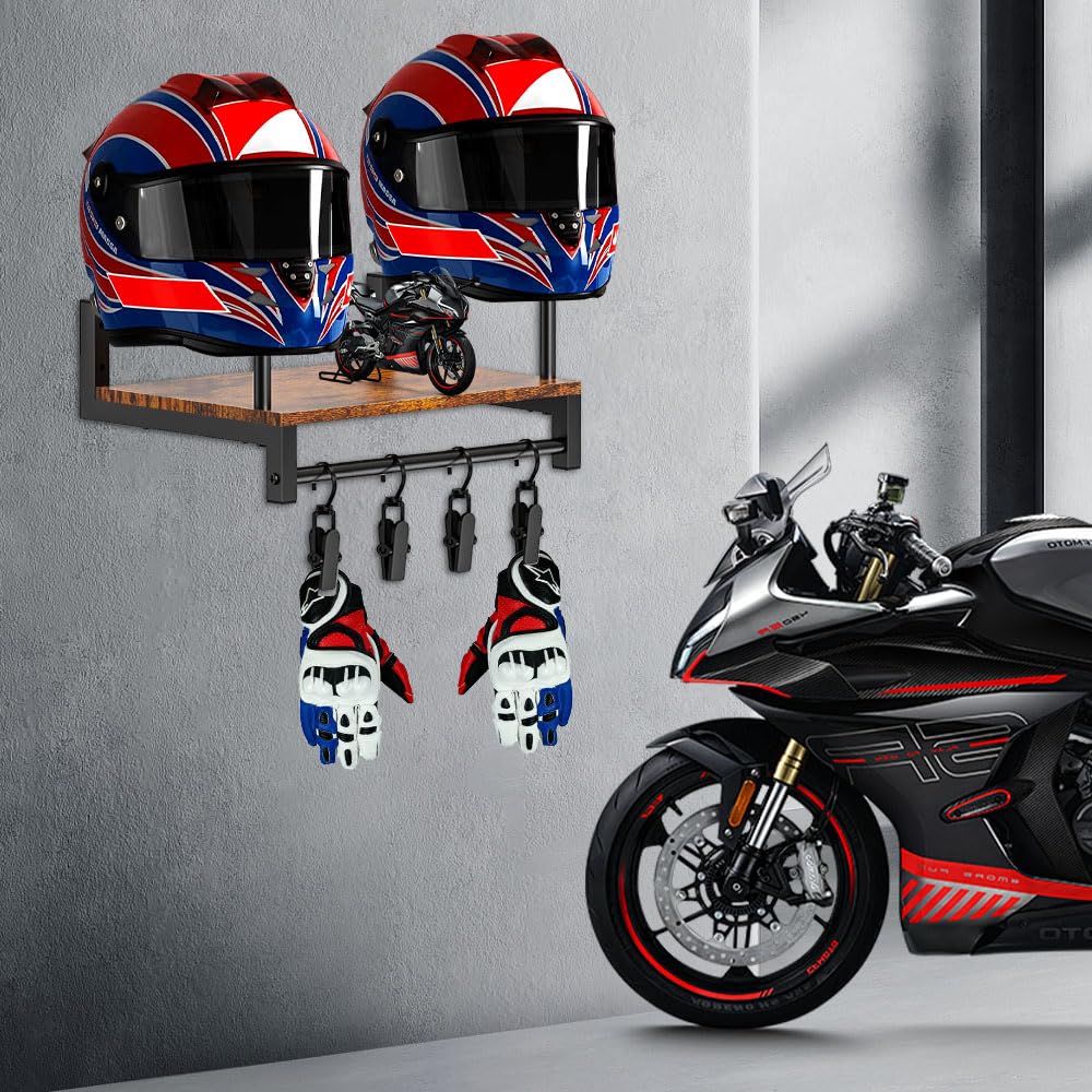 Appendi Casco Moto da Parete, WDKXCN Porta Casco Moto da Parete, Minimalismo Supporto da Parete per Casco, Appendi Casco Moto da Parete per Accessori Casco Moto e Accessori per Biciclette
