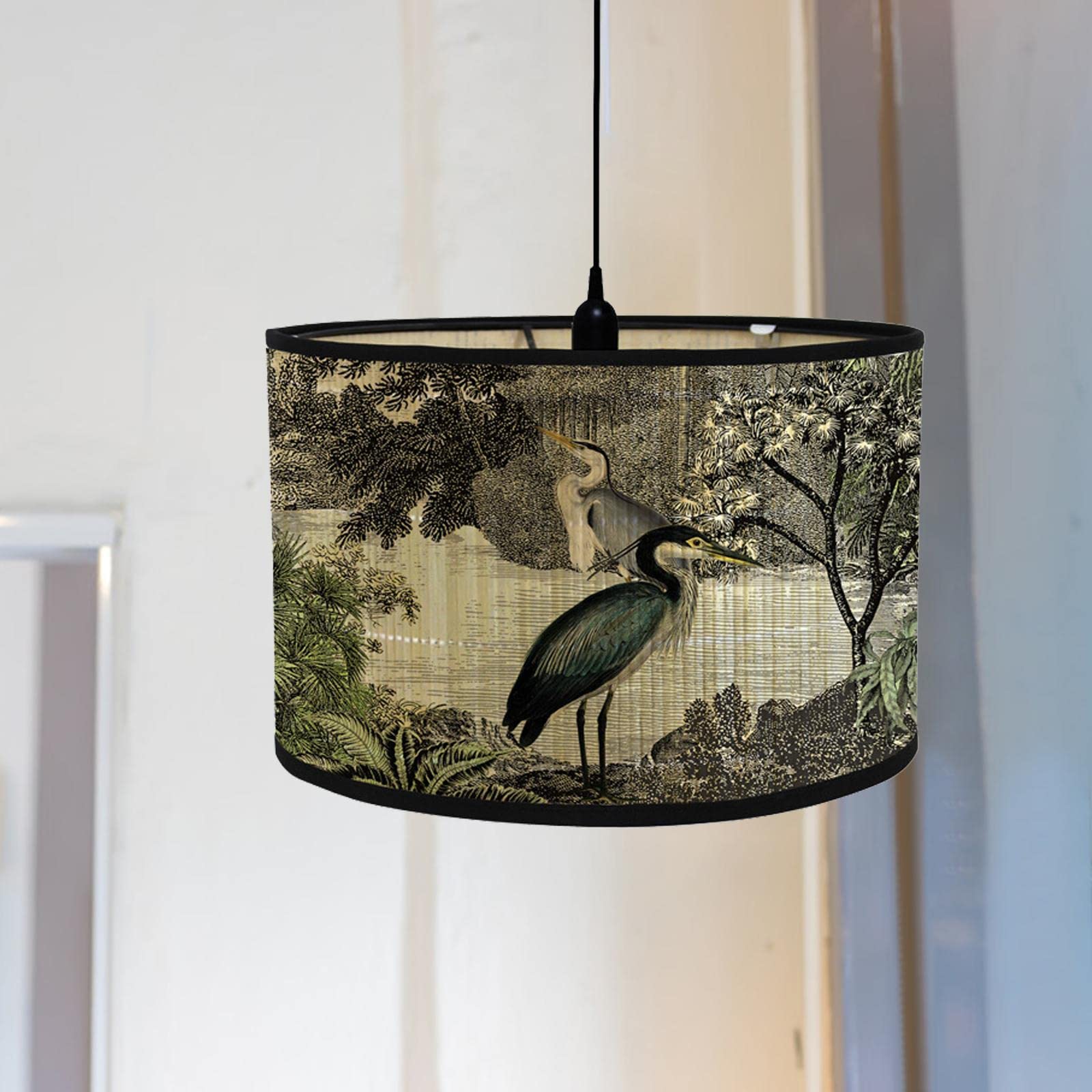 Drum Print Lamp Shade E27 11.8x11.8x8 Inch Chandelier Lamp