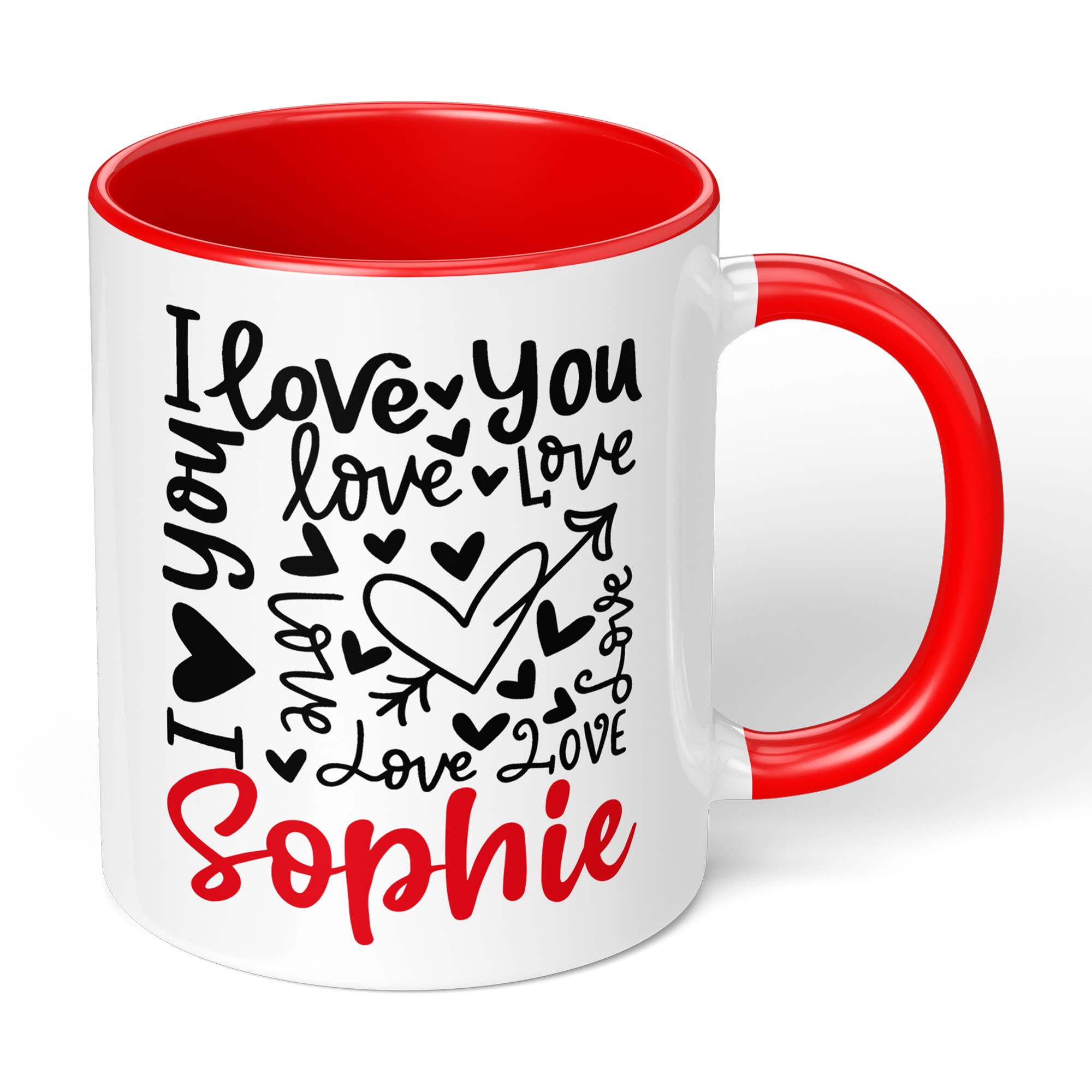 Print Maniacs Personalised Valentines Day Anniversary Birthday Mug Boyfriend Girlfriend His Him Her Gift Present Wife Husband I Love You (Red Fill Mug)